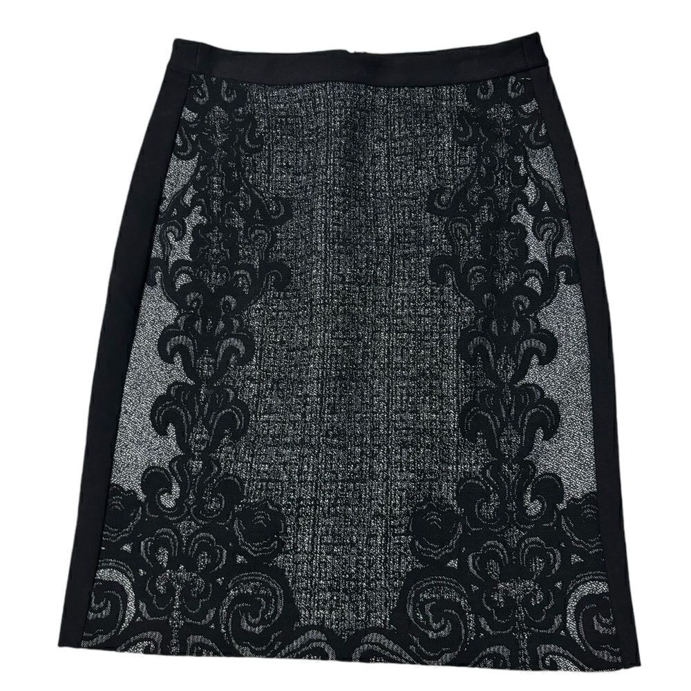 Diane Von Furstenberg Skirt 8 Wool Blend Mae Black & White Knee Length